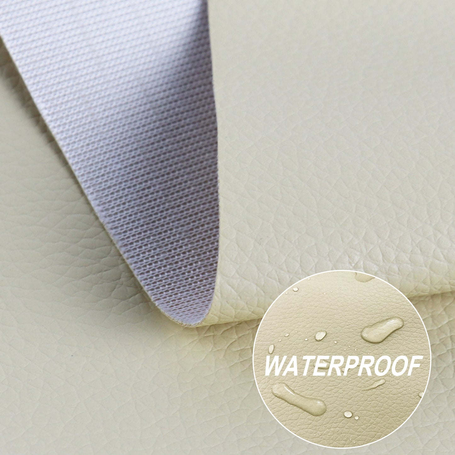 Waterproof Faux Leather Fabric Sheet Home Chair Sofa Lounge Couches Repair Patch-Beige