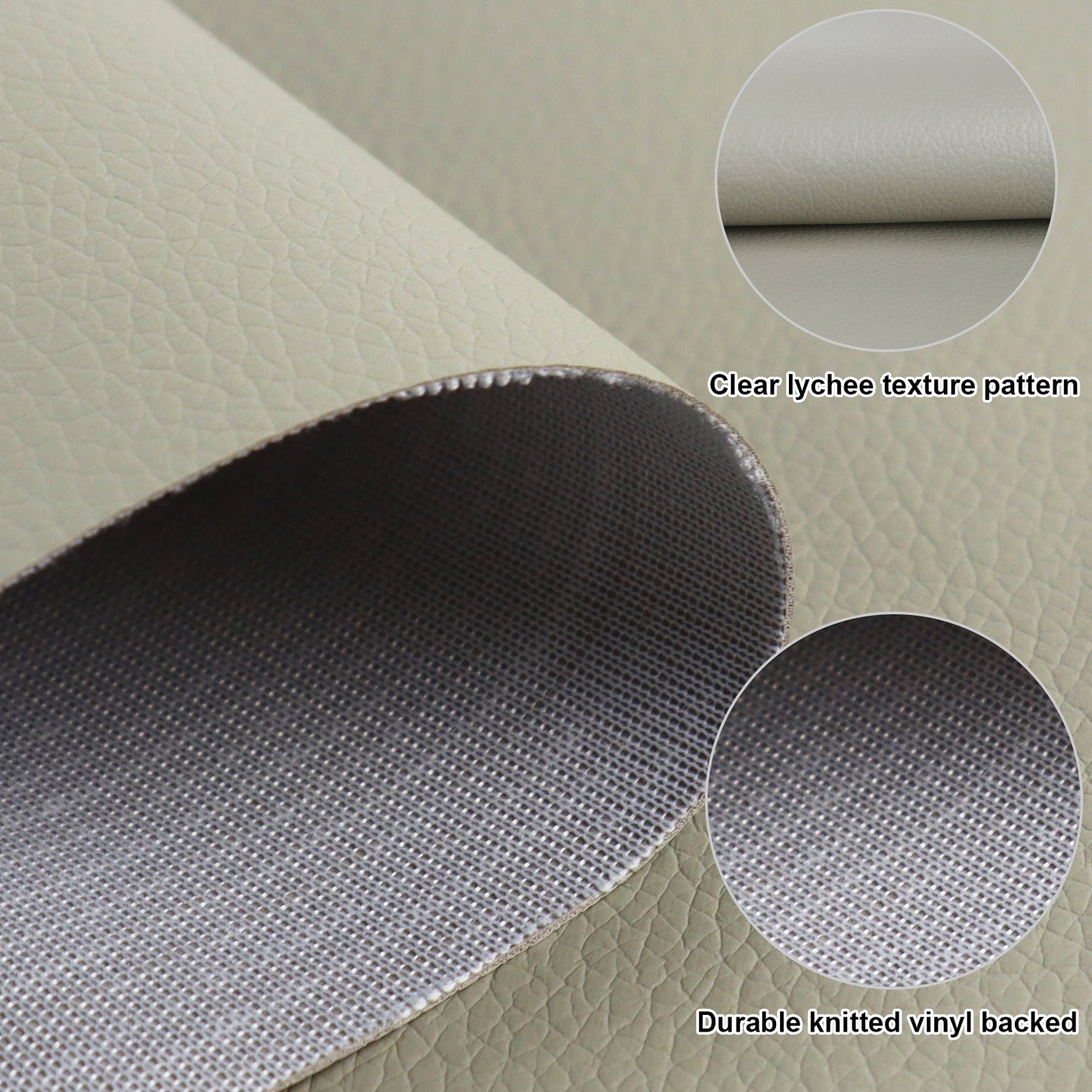 Waterproof Faux Leather Fabric Sheet Home Chair Sofa Lounge Couches Repair Patch-Light Gray