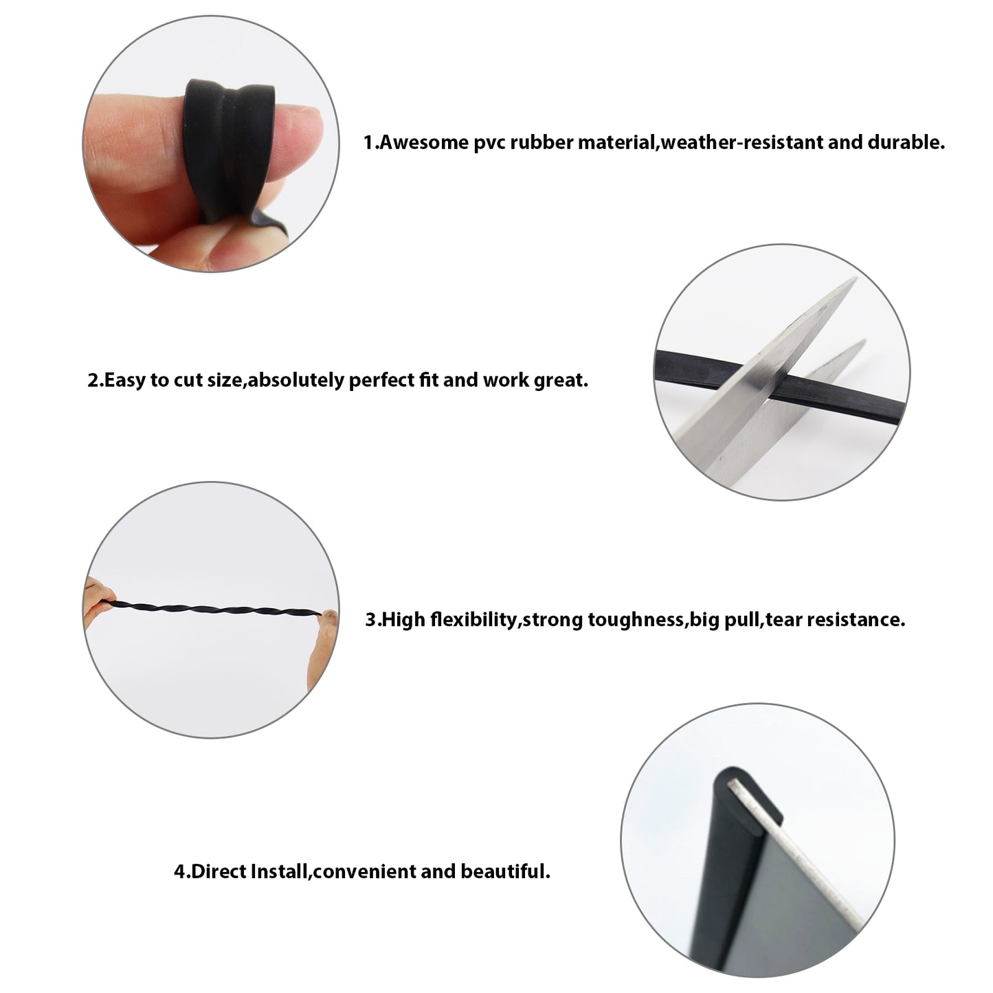 Flexible U Shape Rubber Seals Trim Edge Strips Safeguard Auto Doors Boot Engine