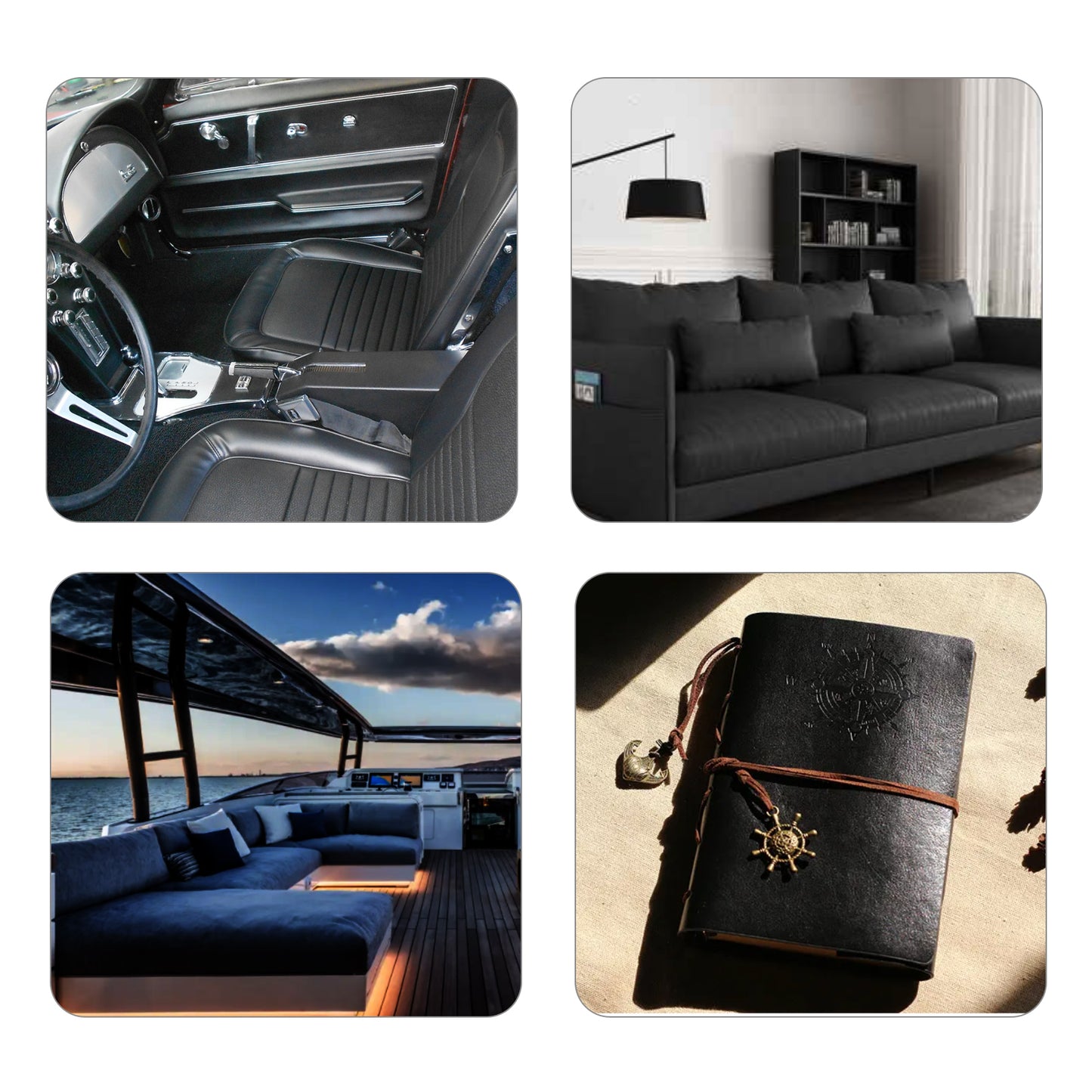 Waterproof Faux Leather Fabric Sheet Home Chair Sofa Lounge Couches Repair Patch-Black