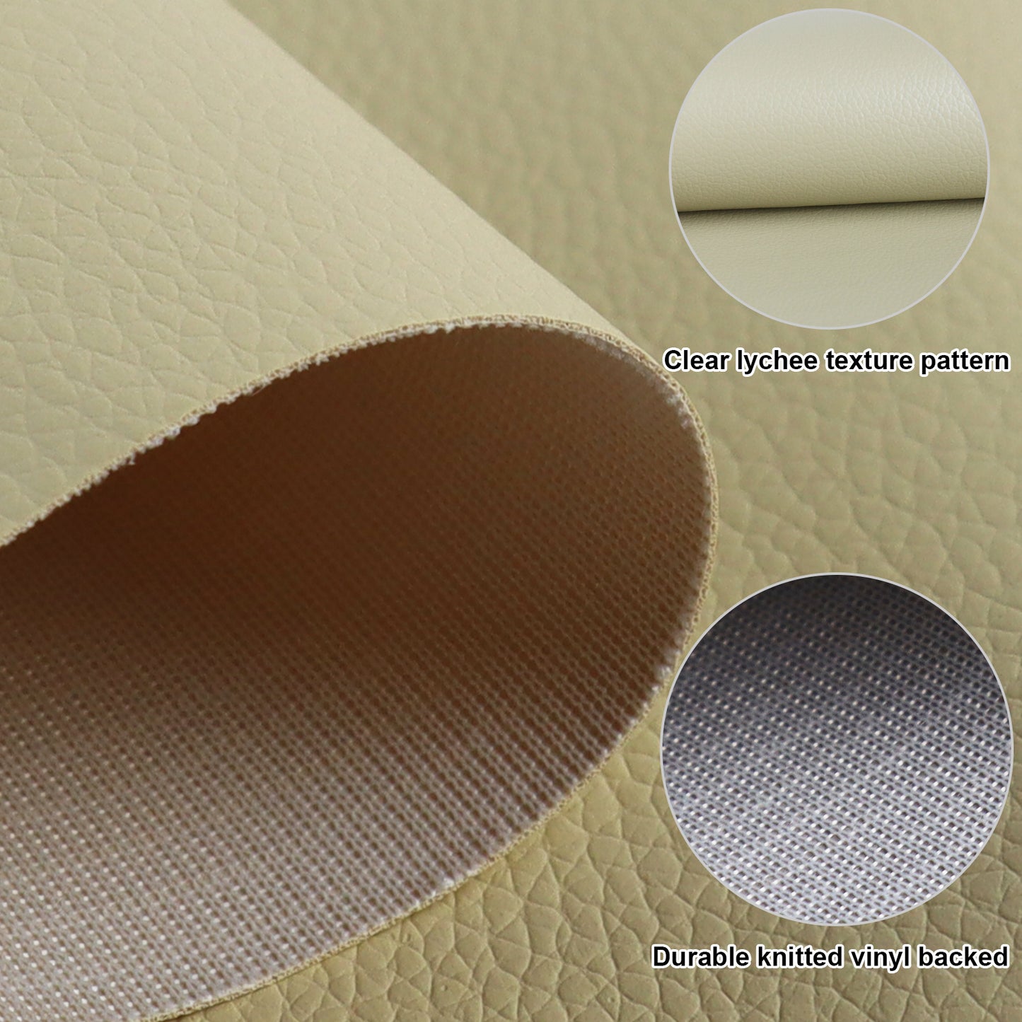 Waterproof Faux Leather Fabric Sheet Home Chair Sofa Lounge Couches Repair Patch-Beige