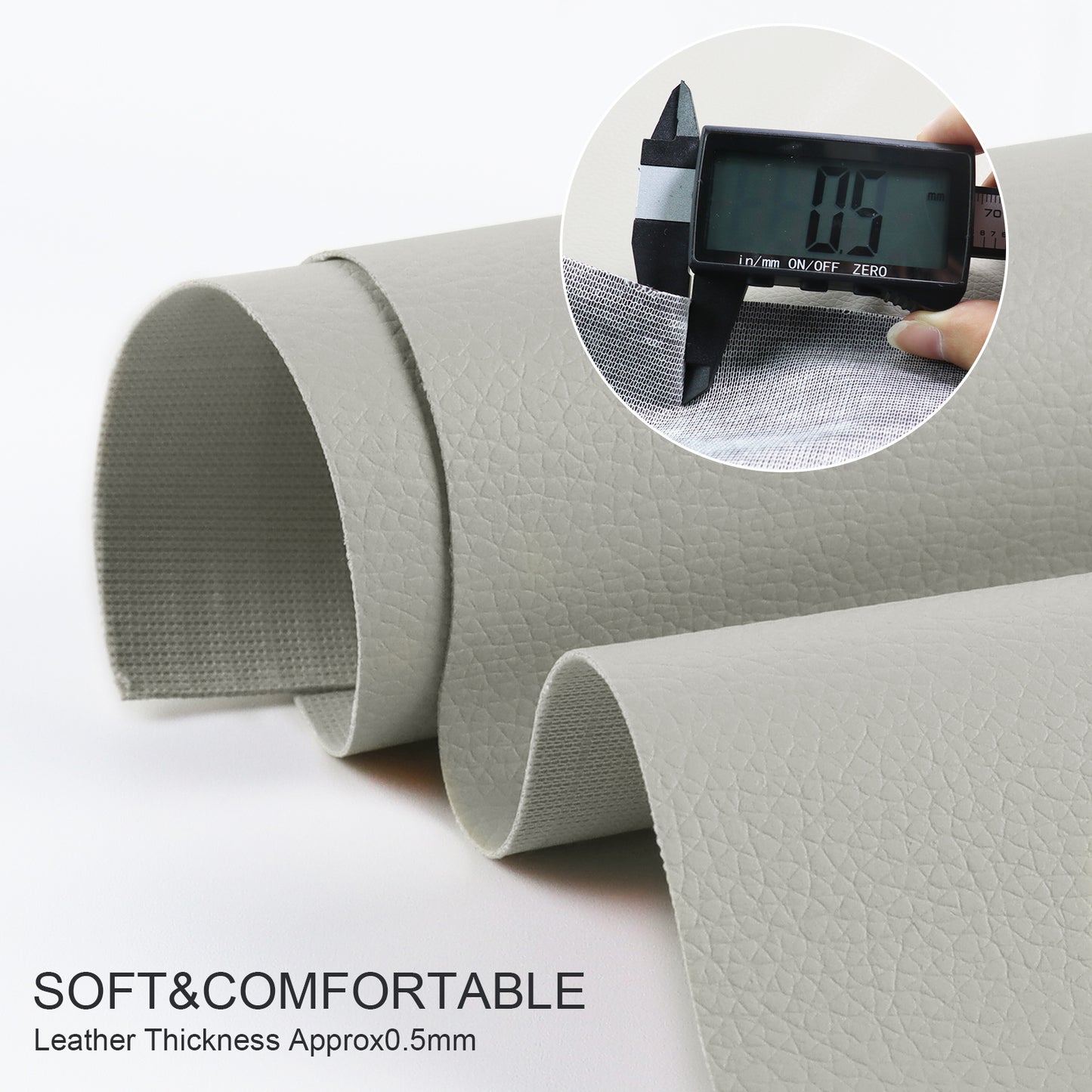 Waterproof Faux Leather Fabric Sheet Home Chair Sofa Lounge Couches Repair Patch-Light Gray