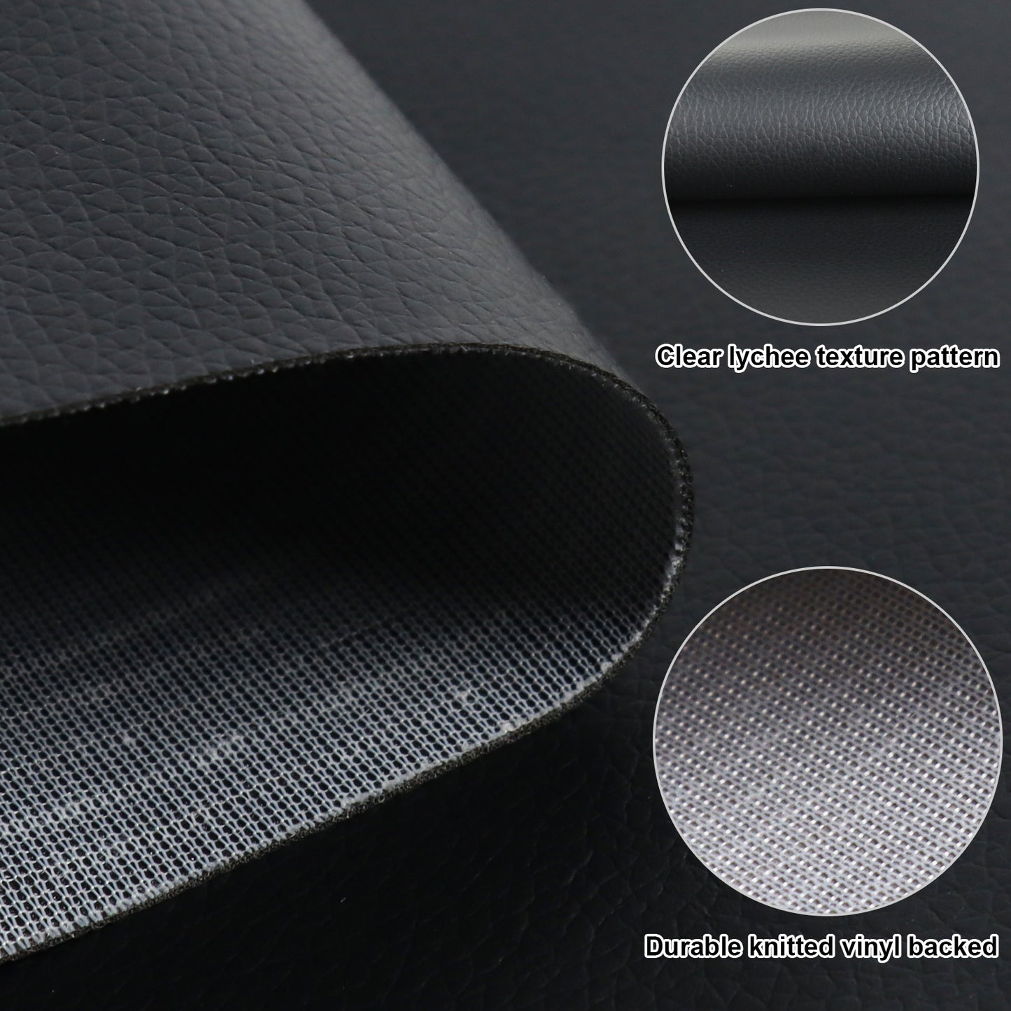 Waterproof Faux Leather Fabric Sheet Home Chair Sofa Lounge Couches Repair Patch-Black