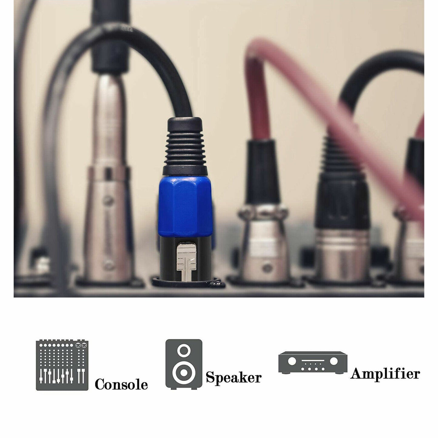 5PCS Speakon Wire 3Meter Audio Amplifier Connection Cord, DJ/PA Speaker Wire