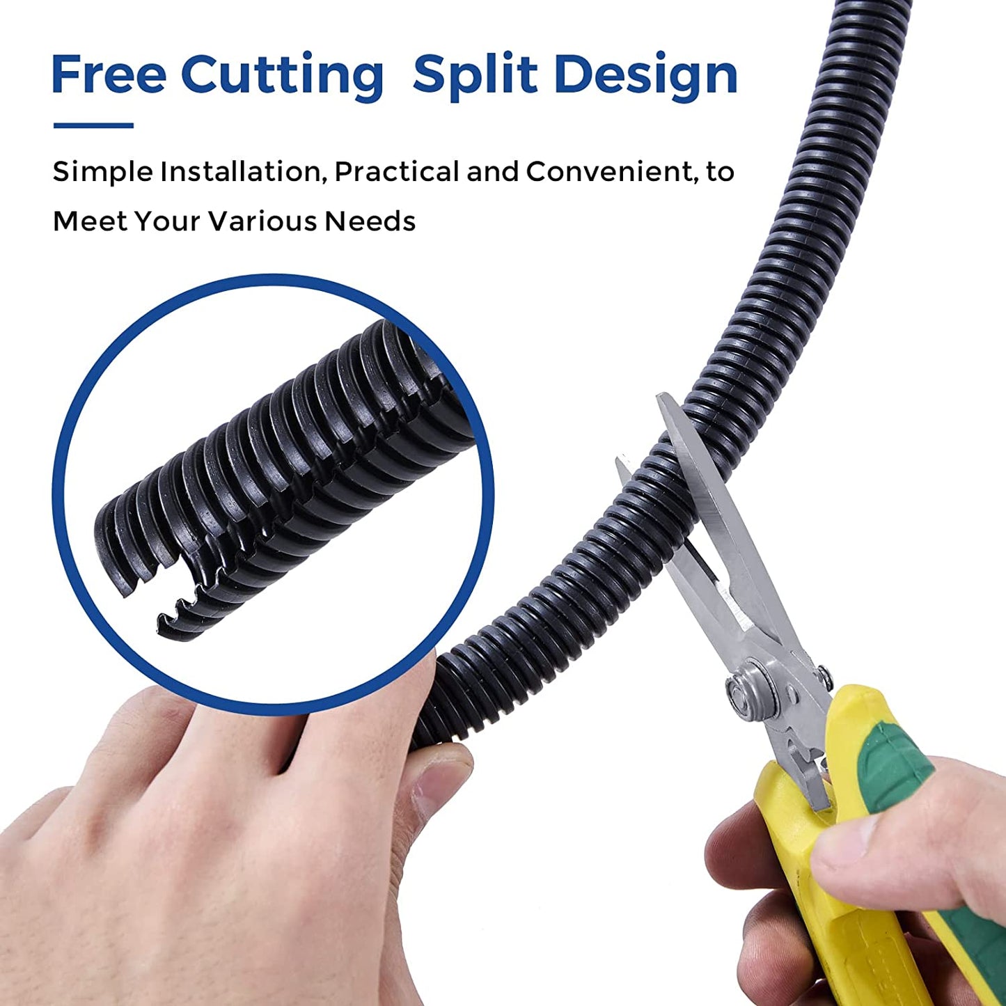 Heavy Duty Split Loom Tubing Assortment Wire Corrugated Conduit Cable Management