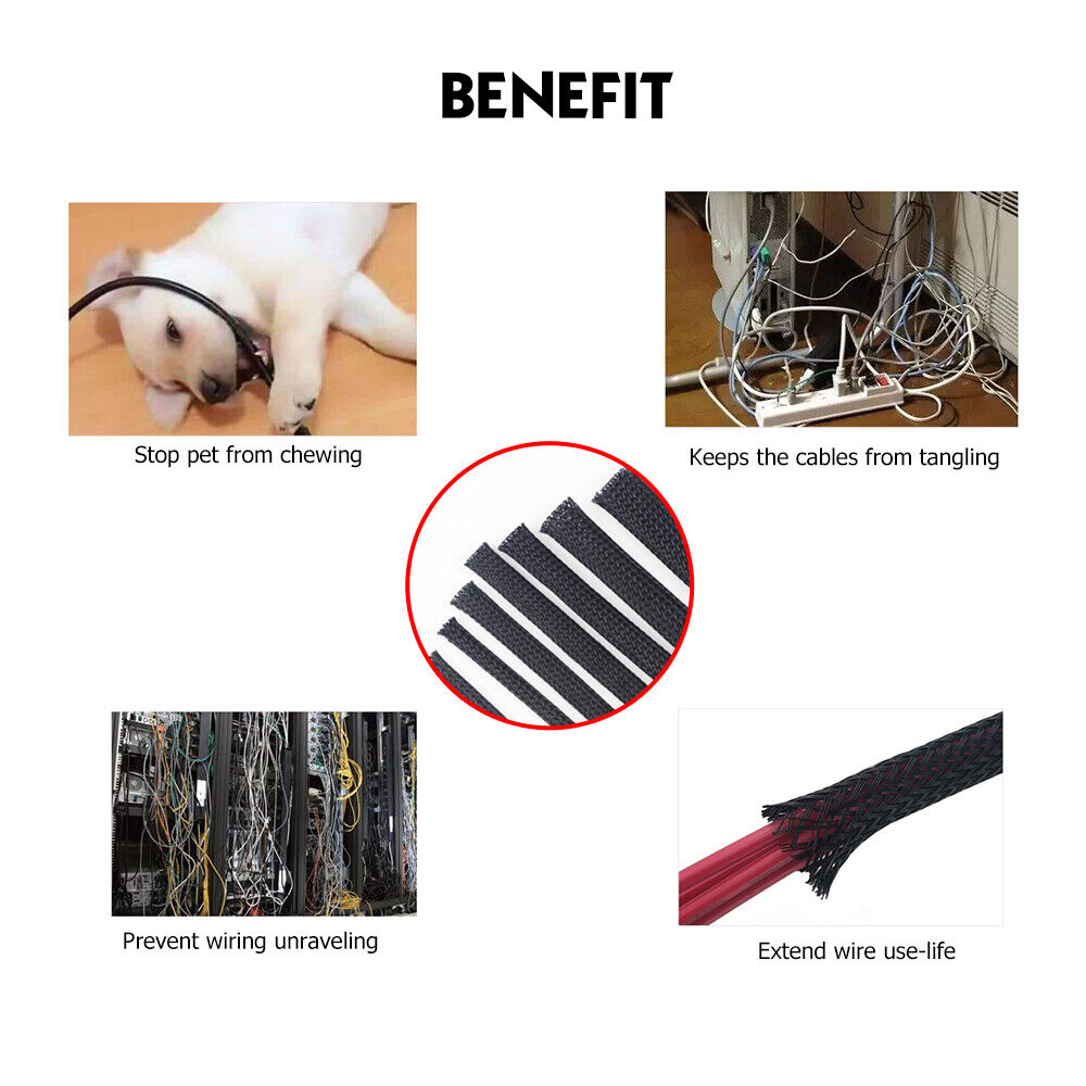 Expandable Braided Sleeving PET Flexible Sleeve Cable Harness Organized Anti-rub