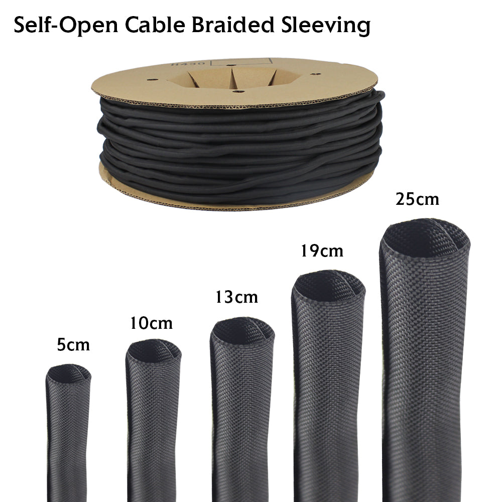 Split Braided Sleeve Self Closing Tubing Cable Wire Organize Mechanical Protect