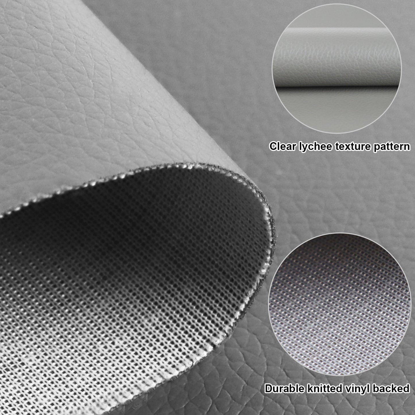 Waterproof Faux Leather Fabric Sheet Home Chair Sofa Lounge Couches Repair Patch-Gray/Grey