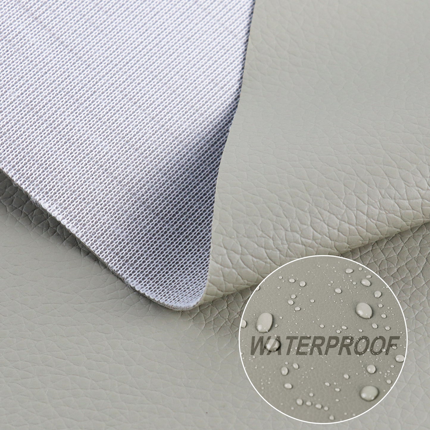 Waterproof Faux Leather Fabric Sheet Home Chair Sofa Lounge Couches Repair Patch-Light Gray