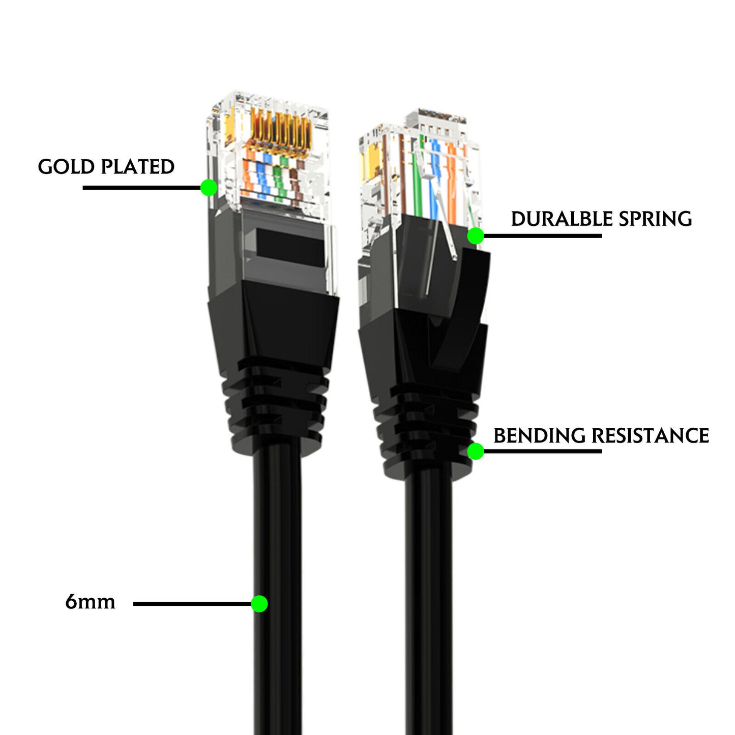 CAT6 Ethernet Network Lan Cable Data Patch Leads 1000Mbps Blue Black Grey