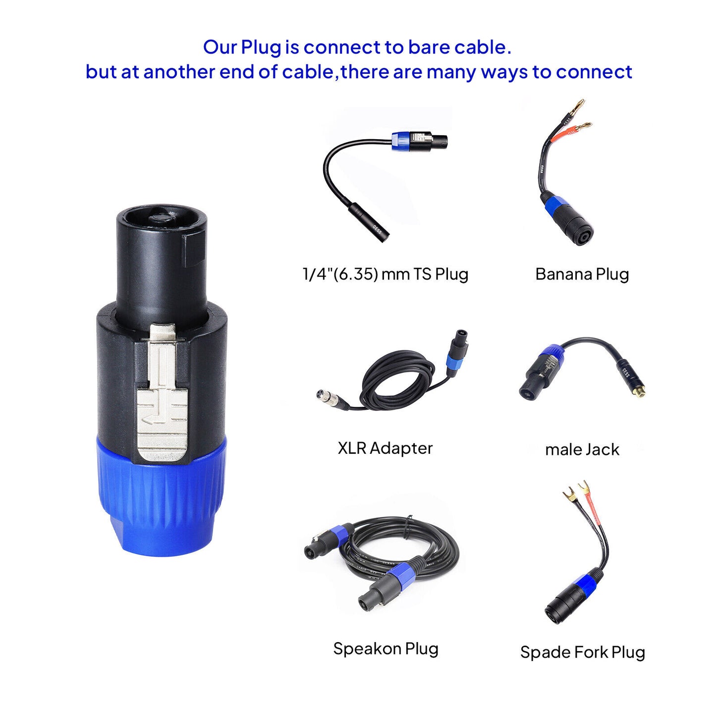 Speakon Connector,Speakon Cable Head Plug Adapter 4Pole Female to Nl4fc Male