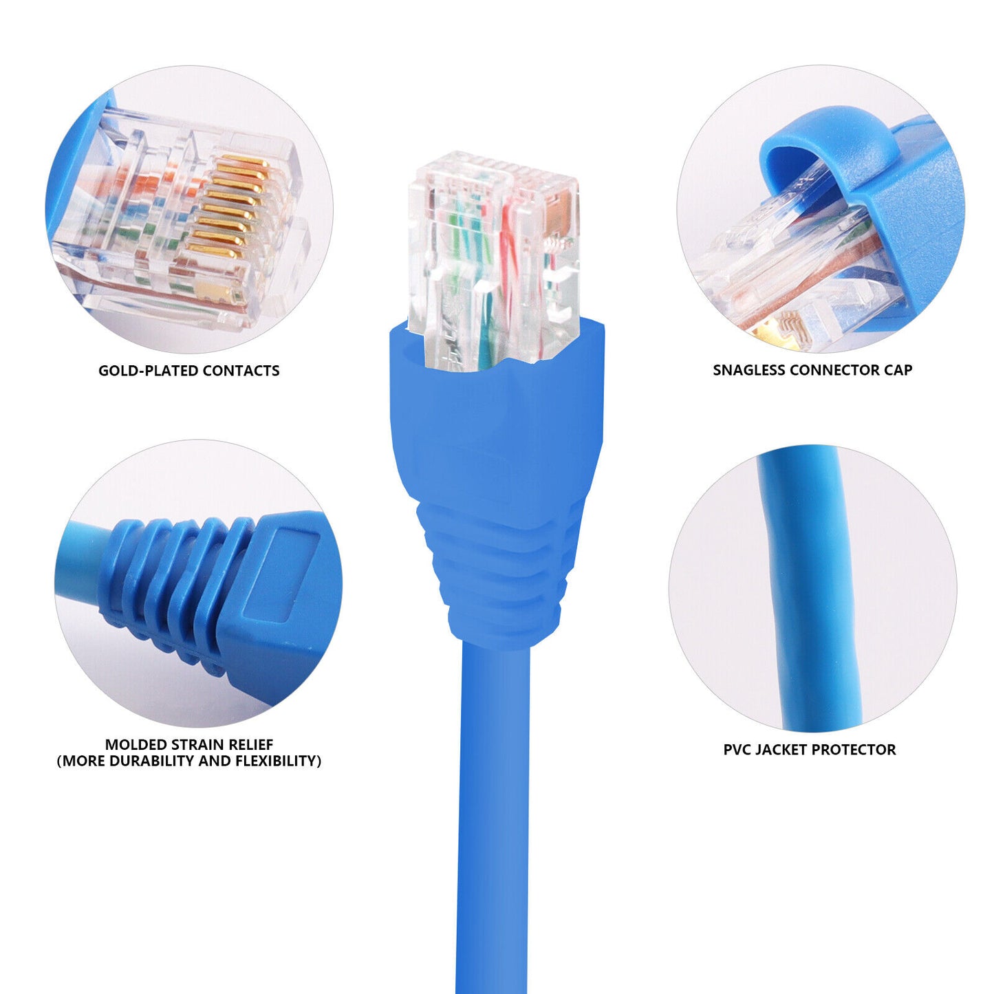 Cat6 Ethernet Network LAN Cable Faster Connection Shielded for Outdoor&Indoor