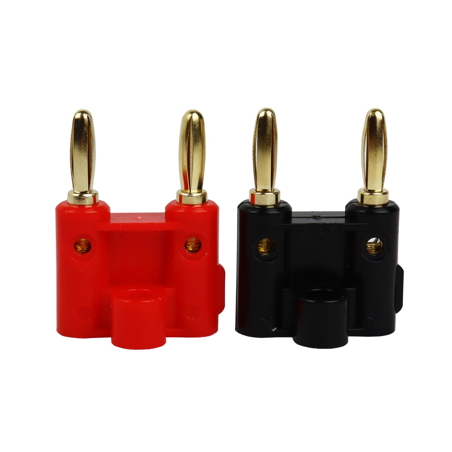 Gold Plated Dual Banana Plug Speaker Connectors Screw Type 4mm Nickel Black+Red