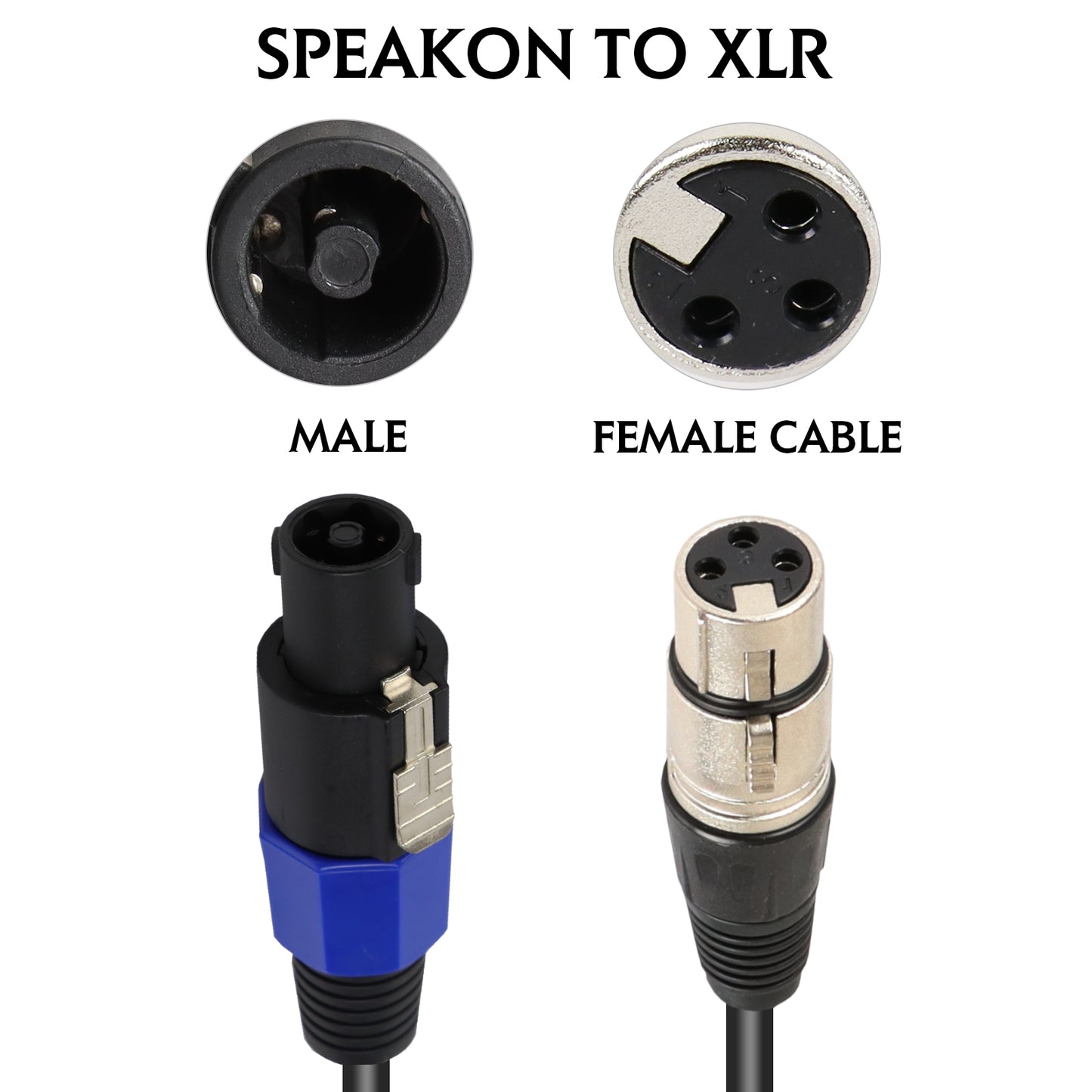 3Meter Speakon Cables to XLR Patch Cord Extension Convert Wire