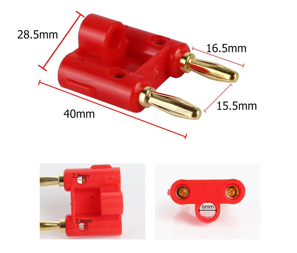 Gold Plated Dual Banana Plug Speaker Connectors Screw Type 4mm Nickel Black+Red