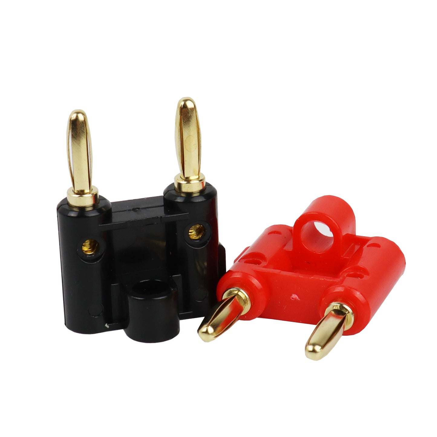 Gold Plated Dual Banana Plug Speaker Connectors Screw Type 4mm Nickel Black+Red