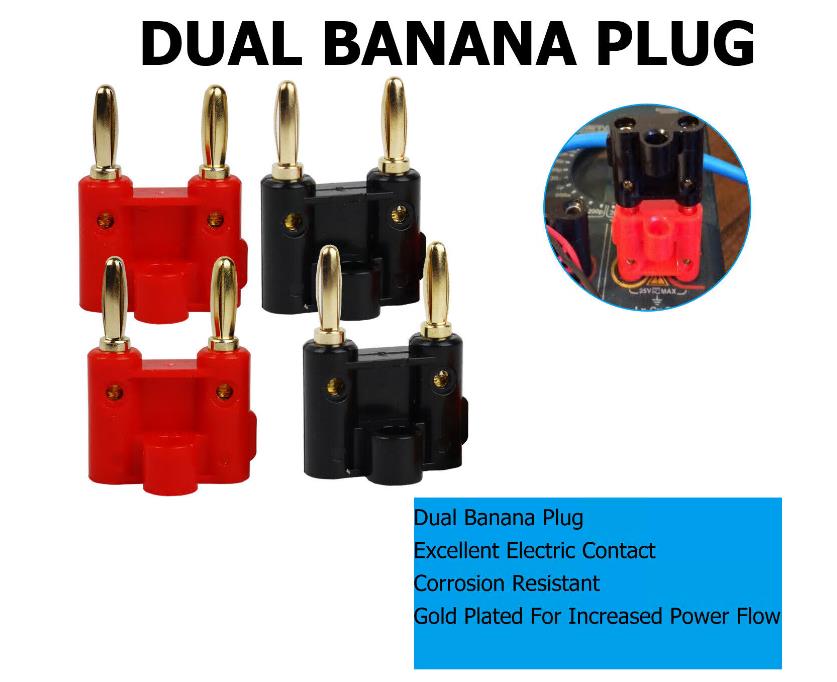 Dual Banana Plug Jack Audio Speak Wire Cable Connector Binding Post Socket 4Pair