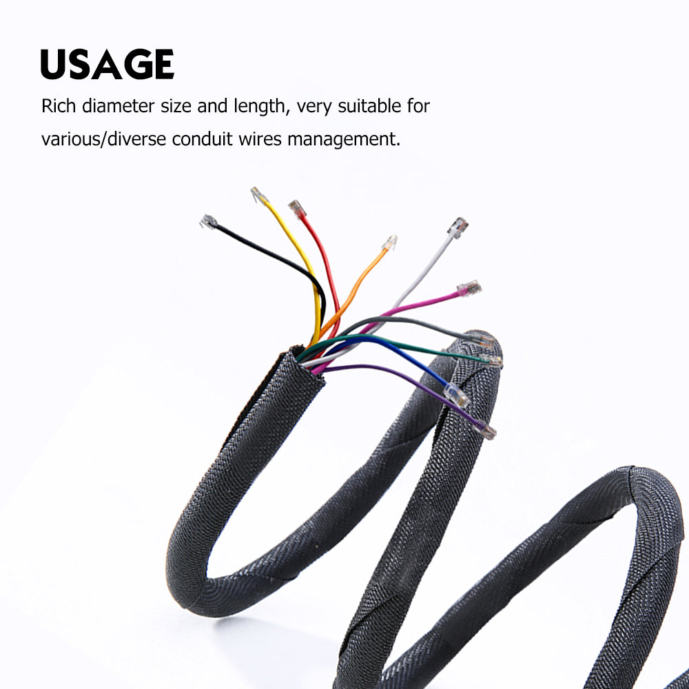 Split Braided Cable Sleeve Self-wrap Home Wire Management Automotive Industrial
